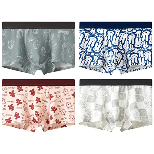Jamron Jungen Teenager 4er Pack Atmungsaktiv Baumwolle Boxershorts Gemustert Unterwäsche mit no Eingriff B Set 14-16 Jahre von Jamron