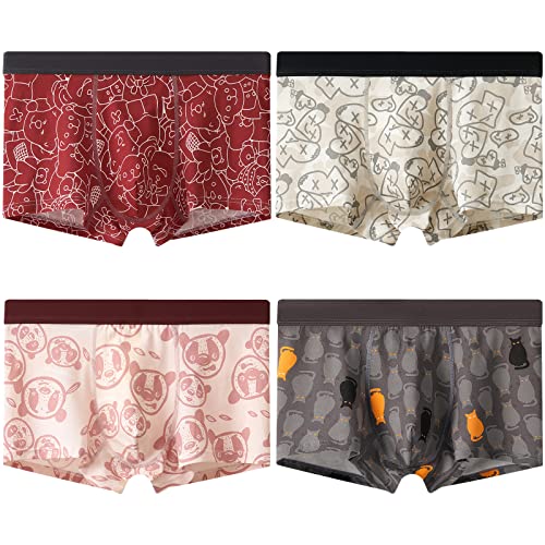 Jamron Jungen Teenager 4er Pack Atmungsaktiv Baumwolle Boxershorts Gemustert Unterwäsche mit no Eingriff D Set 14-16 Jahre von Jamron