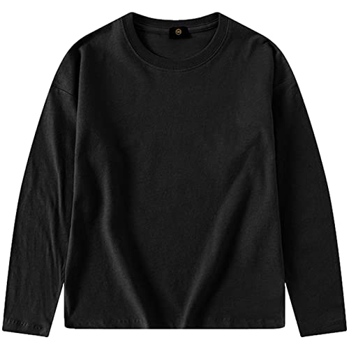 Jamron Kinder Jungen Mädchen Baumwolle Langarmshirts Tops Einfarbige Baselayer Unterhemden Schwarz 11-12 Jahre von Jamron