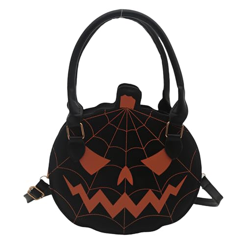 Jamron PU Leder Halloween Kürbis Handtasche Schultertasche Neuheit Devil Umhängetasche SN0707316 Schwarz-Orange von Jamron