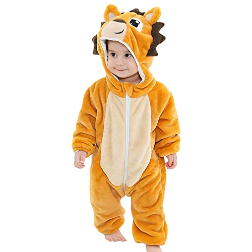 Jamron Unisex Baby Tier Karikatur Strampler mit Kapuze Kleinkind Winter Flanell Onesies Jumpsuit 0-36 Monate SN071271 Igel 80CM von Jamron