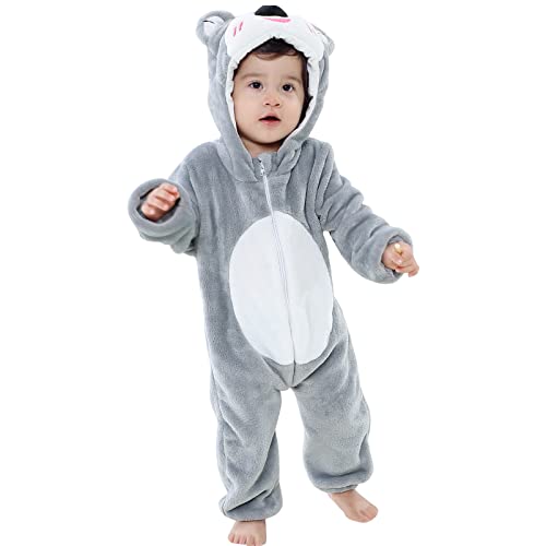 Jamron Unisex Baby Tier Karikatur Strampler mit Kapuze Kleinkind Winter Flanell Onesies Jumpsuit 0-36 Monate SN071271 Koala 80CM von Jamron