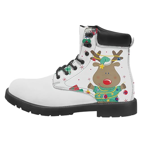 Jamron Unisex Maßgeschneiderte Weihnachtsstiefel für Damen Herren Kunstleder Schnürung Stiefeletten SN0707246 Muster F EU39 von Jamron