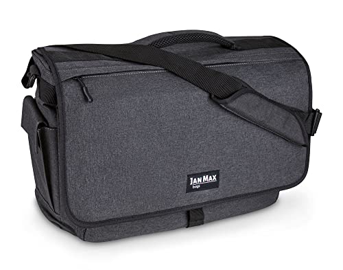 Jan Max Arbeitstasche für Herren, Laptop Messenger Bag mit Laptopfach, Laptoptasche 15 Zoll Bürotasche dunkel Grau/Schwarz von Jan Max