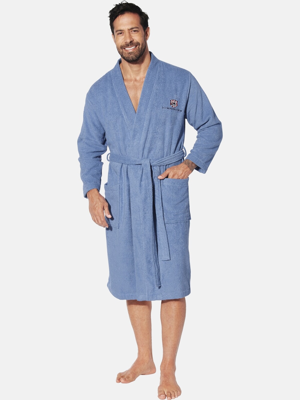 Große Größen Bademantel JANNING, Herren, blau, Größe: 7XL, Baumwolle, Happy Size DE Men von Jan Vanderstorm