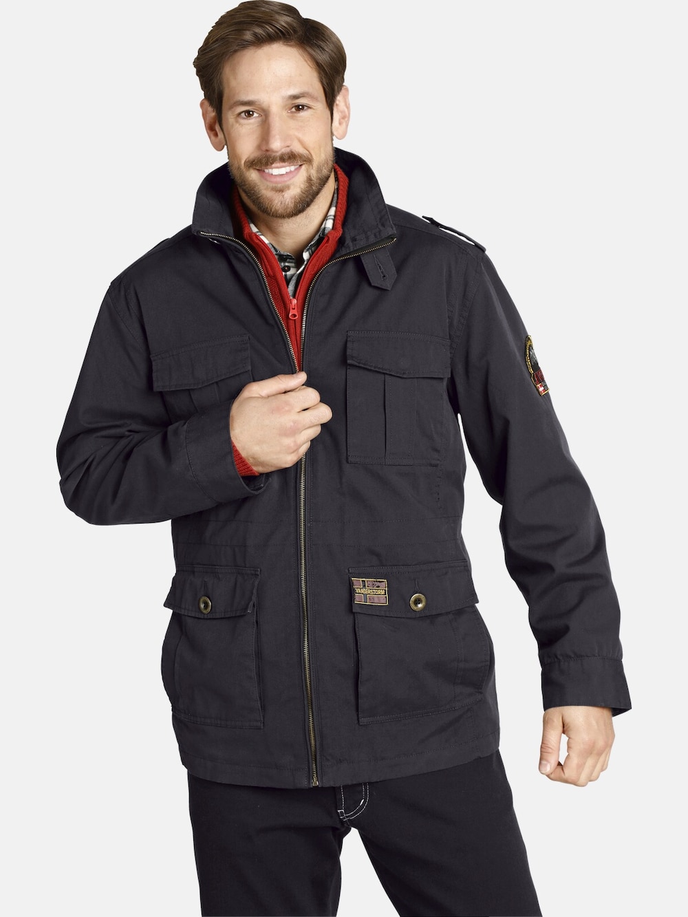 Große Größen Fieldjacket BROR, Herren, schwarz, Größe: 66, Baumwolle, Happy Size DE Men von Jan Vanderstorm
