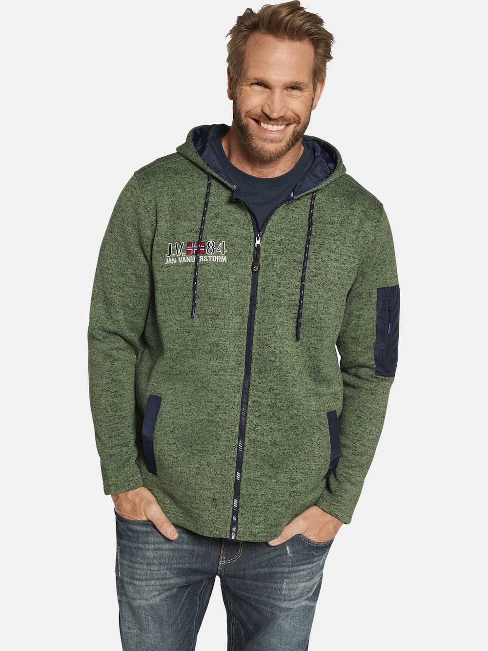 Große Größen Fleecejacke ASVA, Herren, türkis, Größe: XL, Polyester, Happy Size DE Men von Jan Vanderstorm