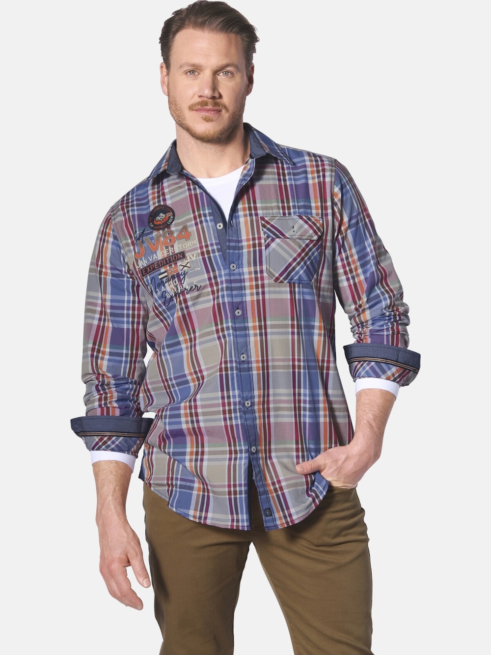 Große Größen Hemd DETRIK, Herren, blau, Größe: 5XL, Baumwolle, Happy Size DE Men von Jan Vanderstorm