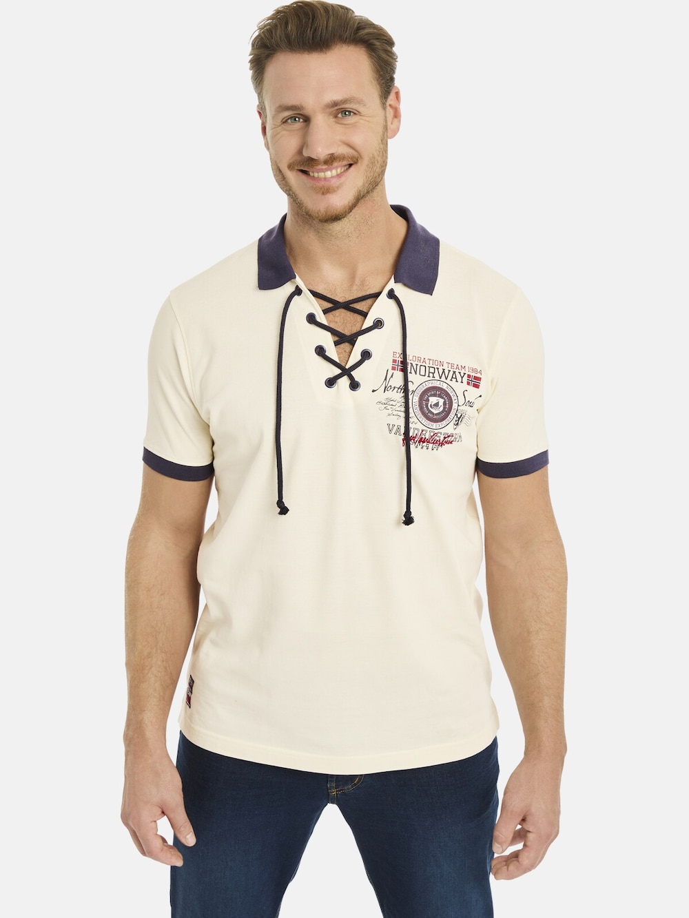 Große Größen Jan Vanderstorm Doppelpack Poloshirt ELJAR, Herren, weiß, Größe: 7XL, Baumwolle, Happy Size Men von Jan Vanderstorm