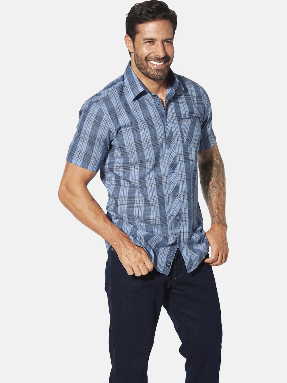Große Größen Jan Vanderstorm Kurzarmhemd HAGBUR, Herren, blau, Größe: L, Baumwolle, Happy Size Men Große Größen Jan Vanderstorm Kurzarmhemd HAGBUR, Herren, blau, Größe: L, Baumwolle, Happy Size Men von Jan Vanderstorm