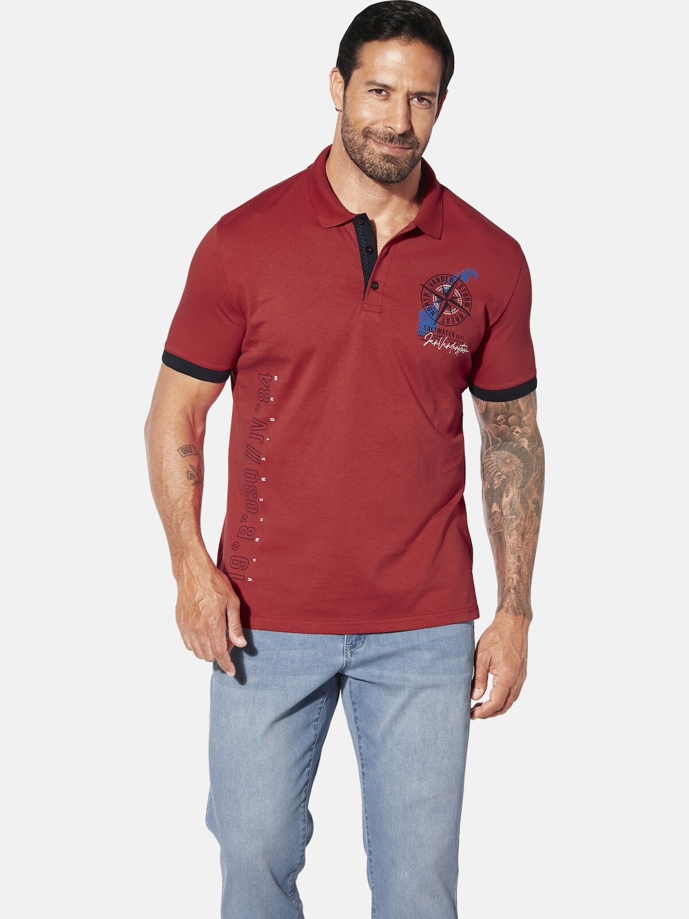 Große Größen Jan Vanderstorm Poloshirt ARKHOLM, Herren, rot, Größe: 4XL, Baumwolle, Happy Size Men von Jan Vanderstorm
