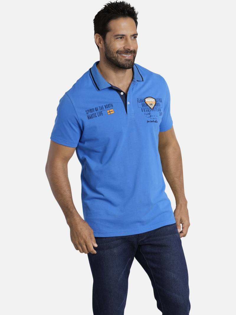 Große Größen Poloshirt HALLFRED, Herren, blau, Größe: 6XL, Baumwolle, Happy Size DE Men von Jan Vanderstorm