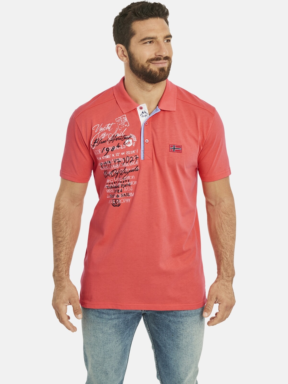 Große Größen Jan Vanderstorm Poloshirt JANO, Herren, rosa, Größe: XXL, Baumwolle, Happy Size Men von Jan Vanderstorm