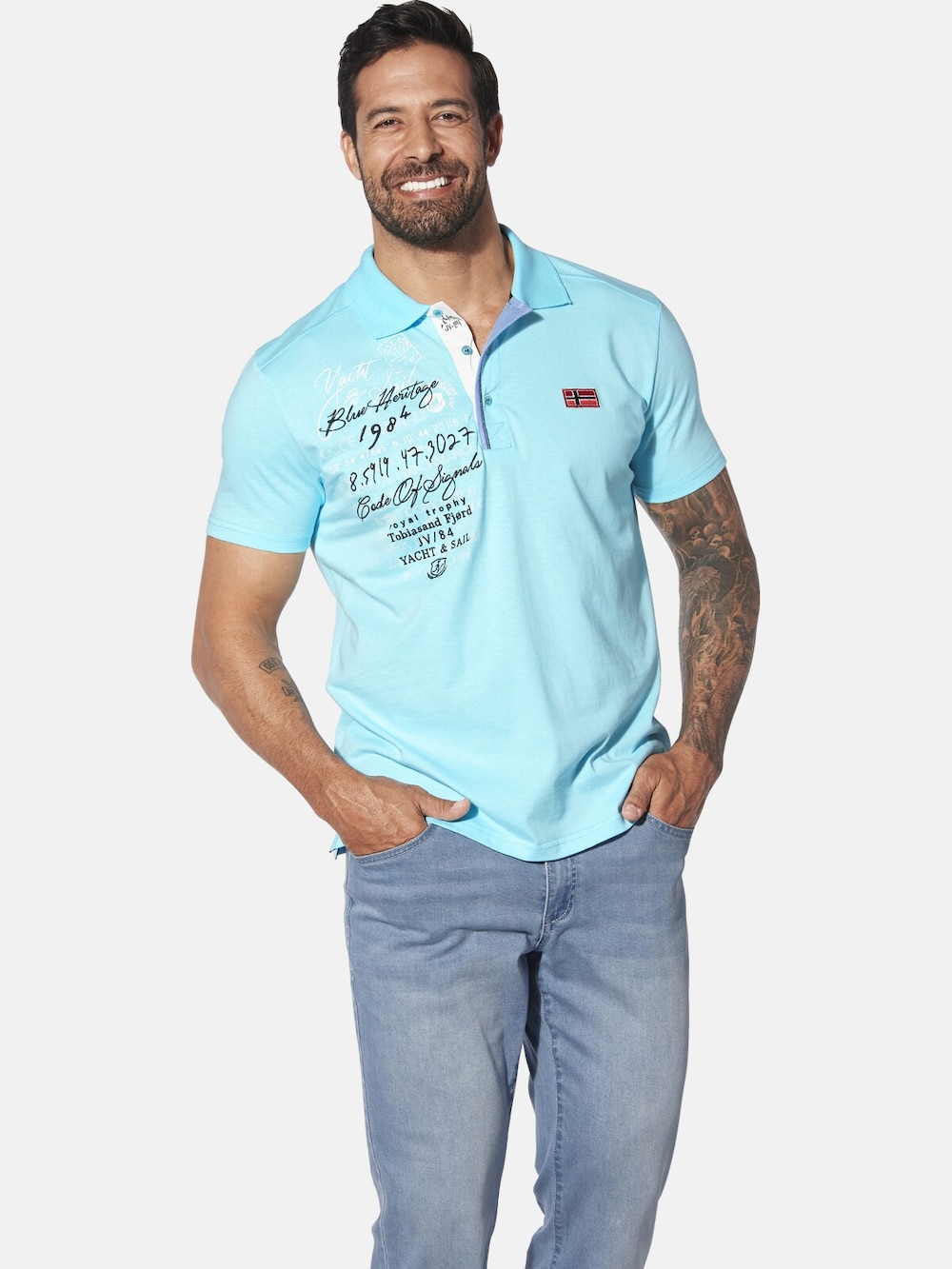 Große Größen Jan Vanderstorm Poloshirt JANO, Herren, türkis, Größe: 5XL, Baumwolle, Happy Size Men von Jan Vanderstorm