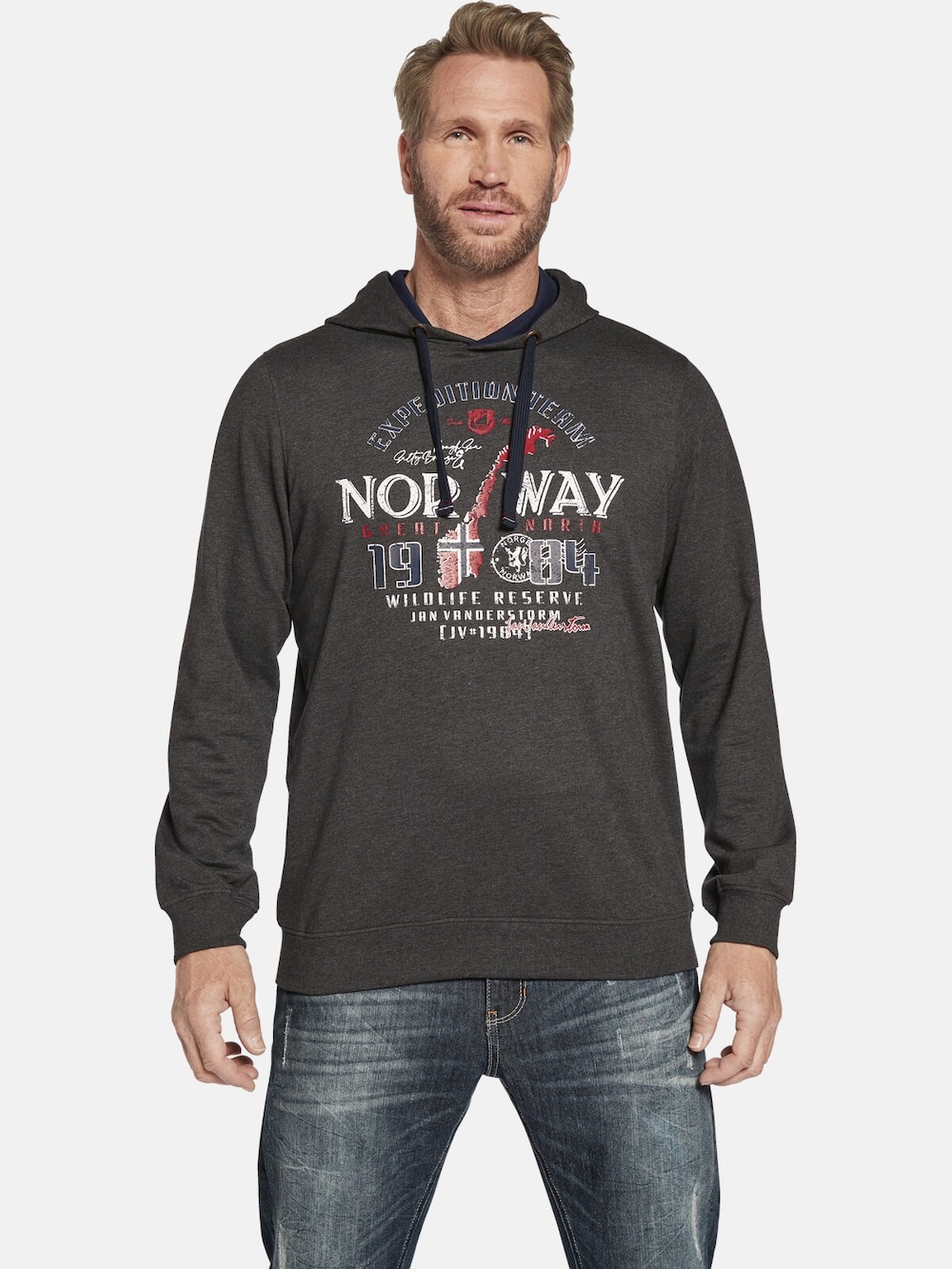 Große Größen Jan Vanderstorm Sweatshirt HINRICUS, Herren, braun, Größe: XL, Polyester/Baumwolle, Happy Size Men von Jan Vanderstorm