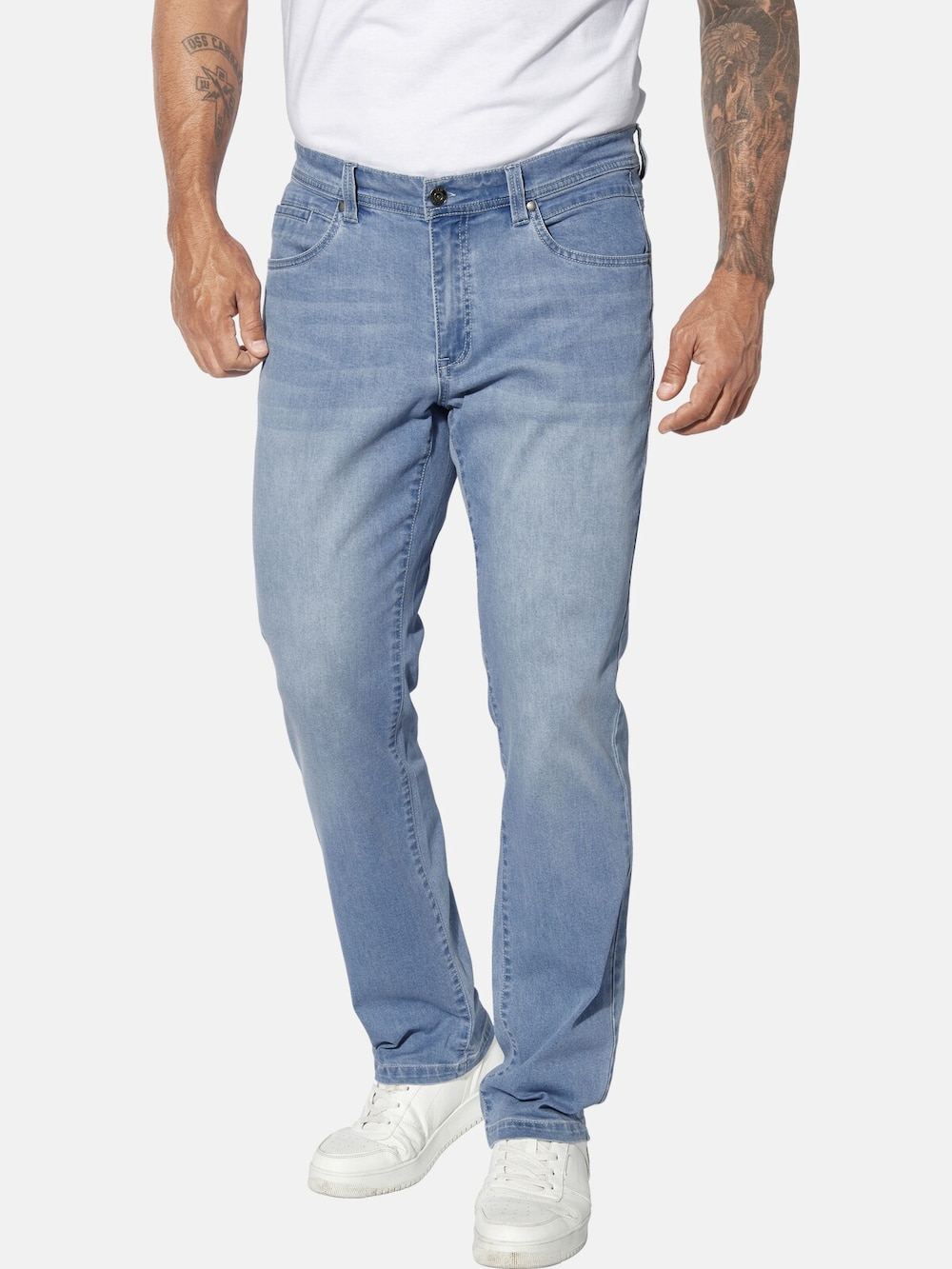 Große Größen Jan Vanderstorm Tiefbundjeans BJOWID, Herren, blau, Größe: 62, Baumwolle/Polyester, Happy Size Men von Jan Vanderstorm