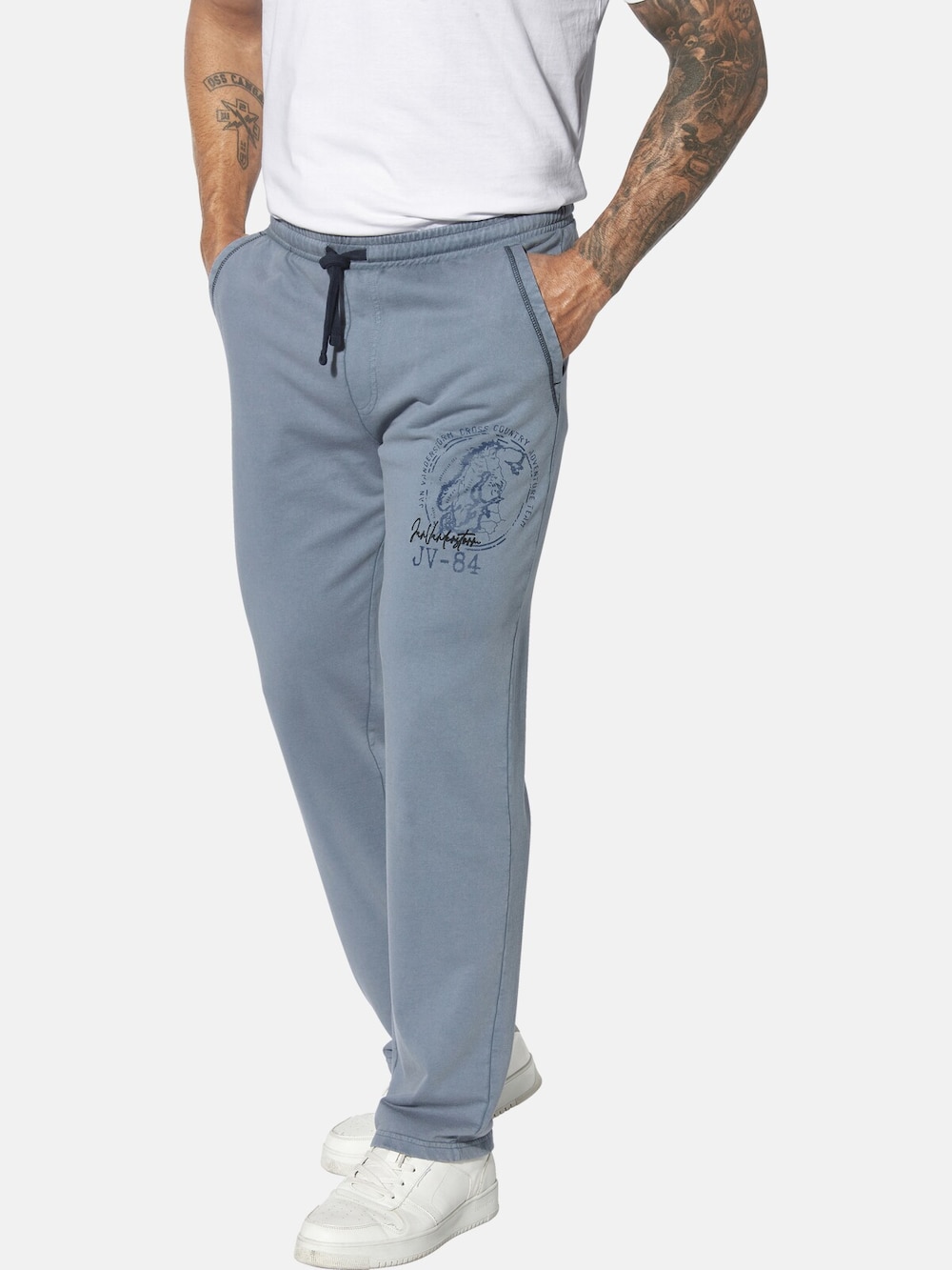 Große Größen Jogginghose HJAFRED, Herren, blau, Größe: L, Baumwolle, Happy Size DE Men von Jan Vanderstorm