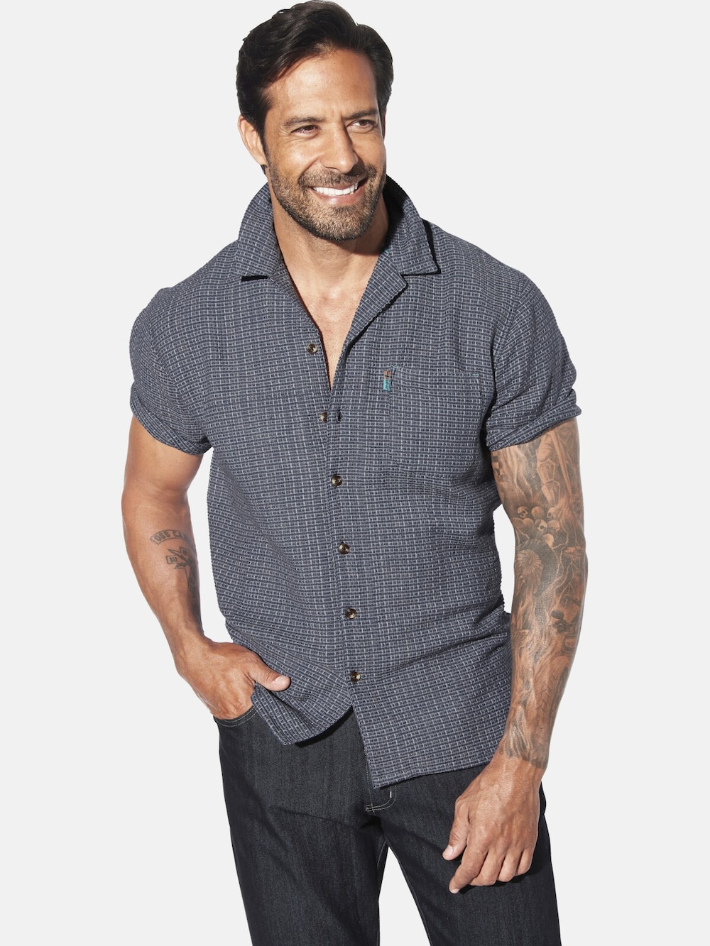 Große Größen Kurzarmhemd LEIFBOR, Herren, blau, Größe: 3XL, Baumwolle, Happy Size DE Men von Jan Vanderstorm