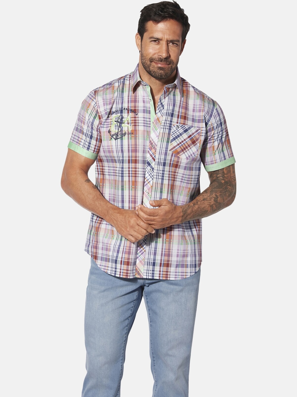 Große Größen Kurzarmhemd OLIAN, Herren, orange, Größe: 6XL, Baumwolle, Happy Size DE Men von Jan Vanderstorm