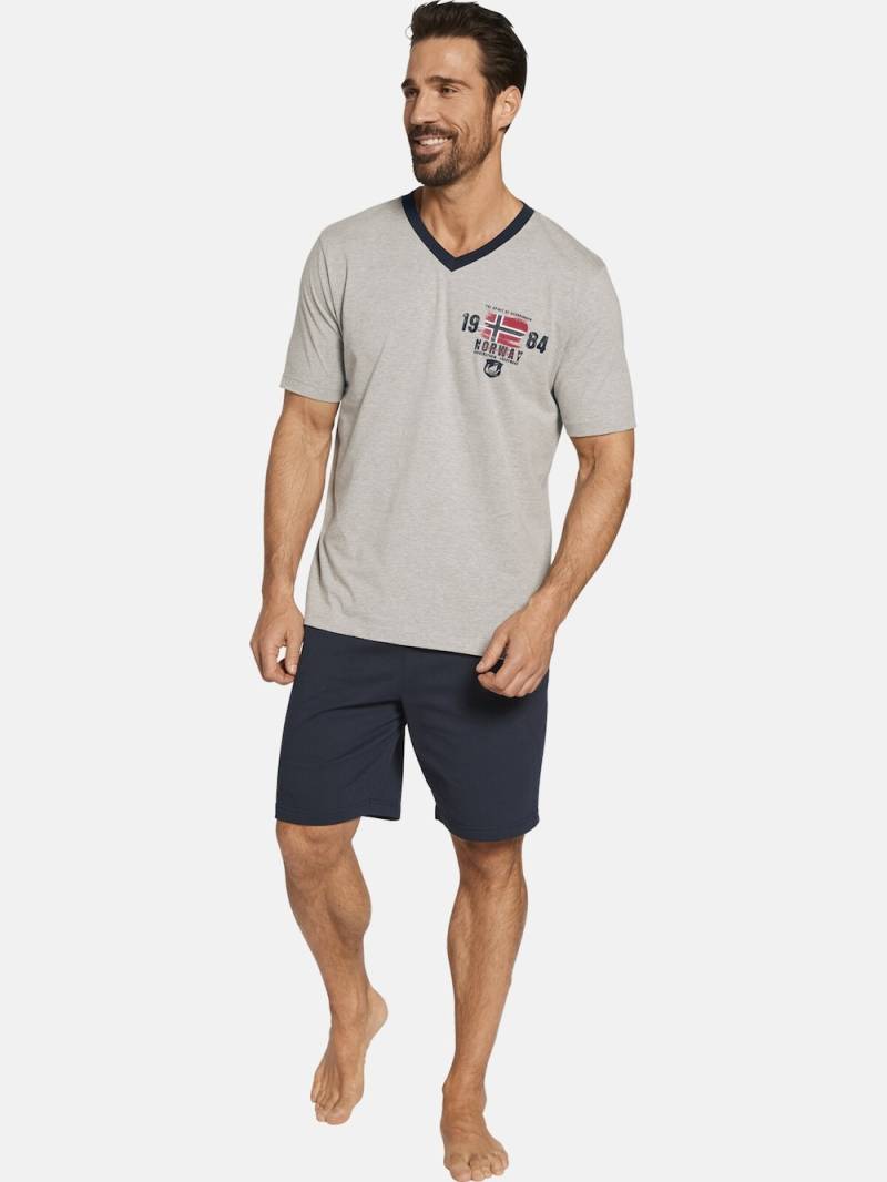 Große Größen Kurzer Schlafanzug EDIN, Herren, grau, Größe: 7XL, Baumwolle/Elasthan, Happy Size DE Men von Jan Vanderstorm