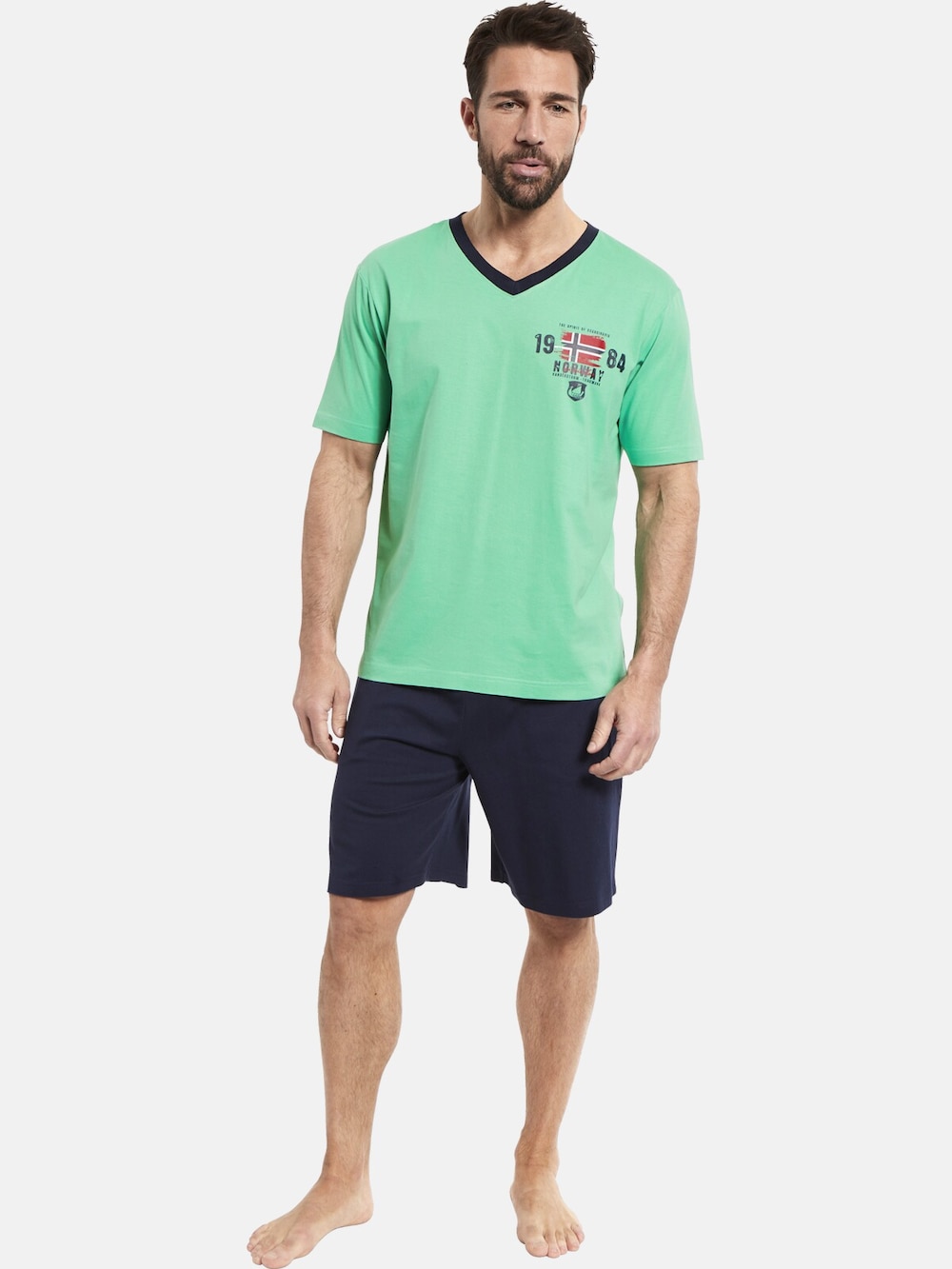 Große Größen Kurzer Schlafanzug EDIN, Herren, türkis, Größe: 6XL, Baumwolle, Happy Size DE Men von Jan Vanderstorm