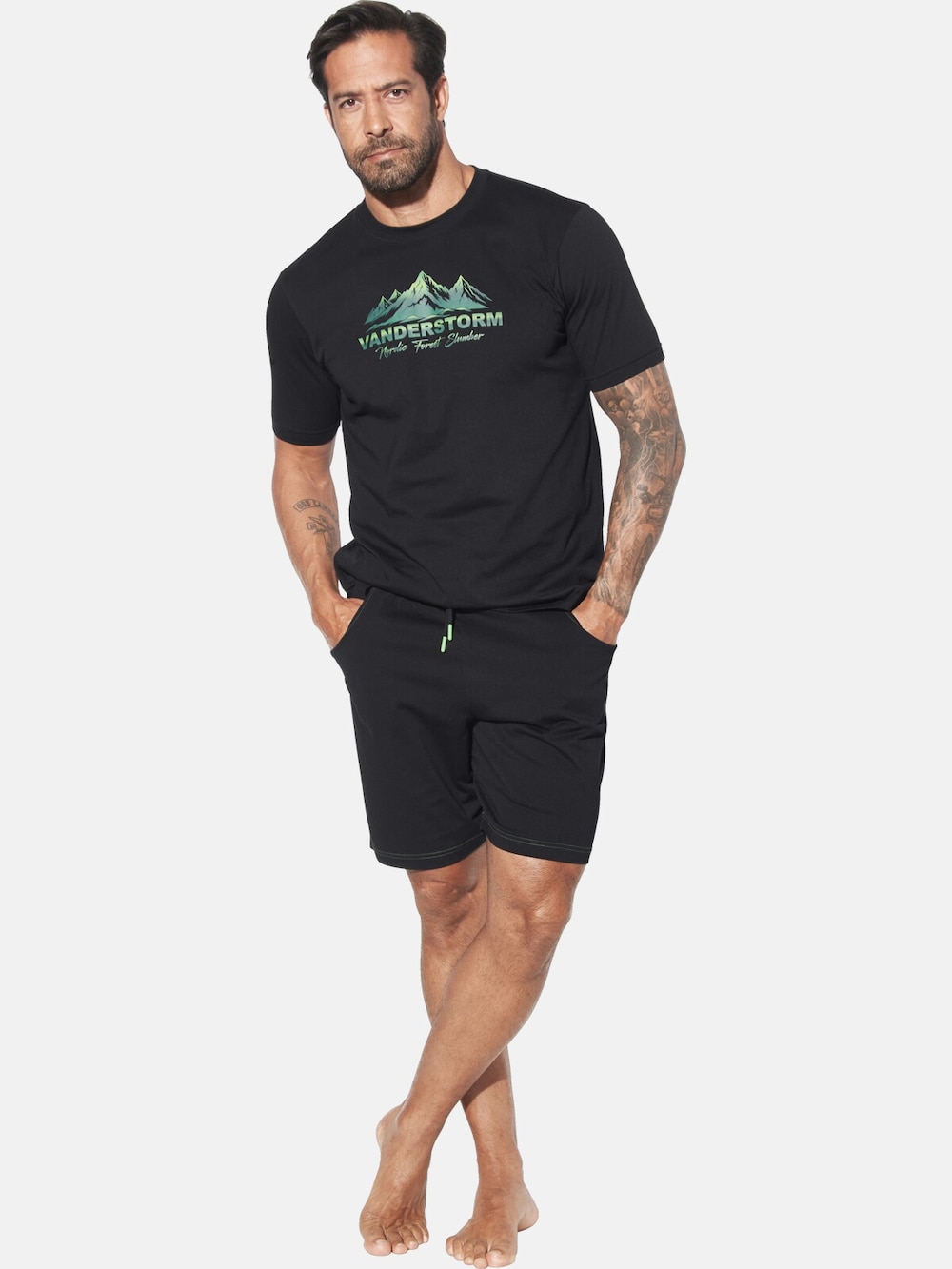 Große Größen Kurzer Schlafanzug SIGGARD, Herren, schwarz, Größe: XL, Baumwolle, Happy Size DE Men von Jan Vanderstorm