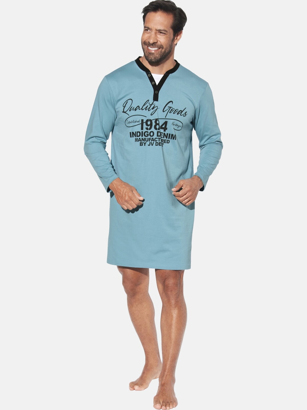 Große Größen Nachthemd STIGMARK, Herren, blau, Größe: 4XL, Baumwolle, Happy Size DE Men von Jan Vanderstorm