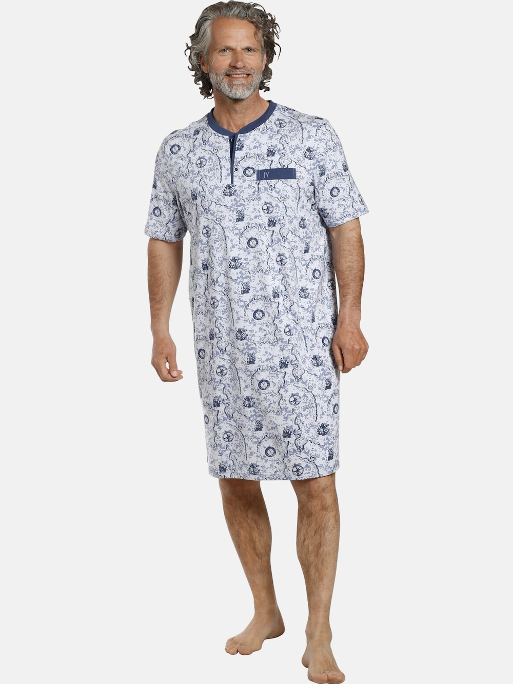 Große Größen Nachthemd UNNI, Herren, blau, Größe: 5XL, Baumwolle, Happy Size DE Men von Jan Vanderstorm