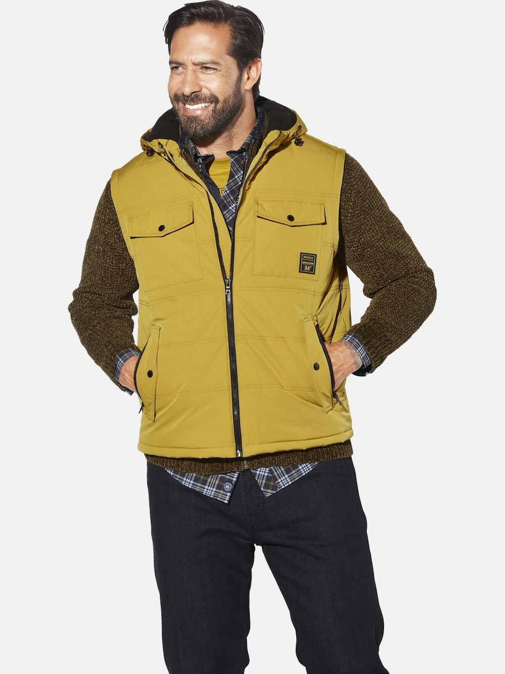 Große Größen Outdoorweste FJORDHEIM, Herren, braun, Größe: 54, Synthetische Fasern/Polyester, Happy Size DE Men von Jan Vanderstorm