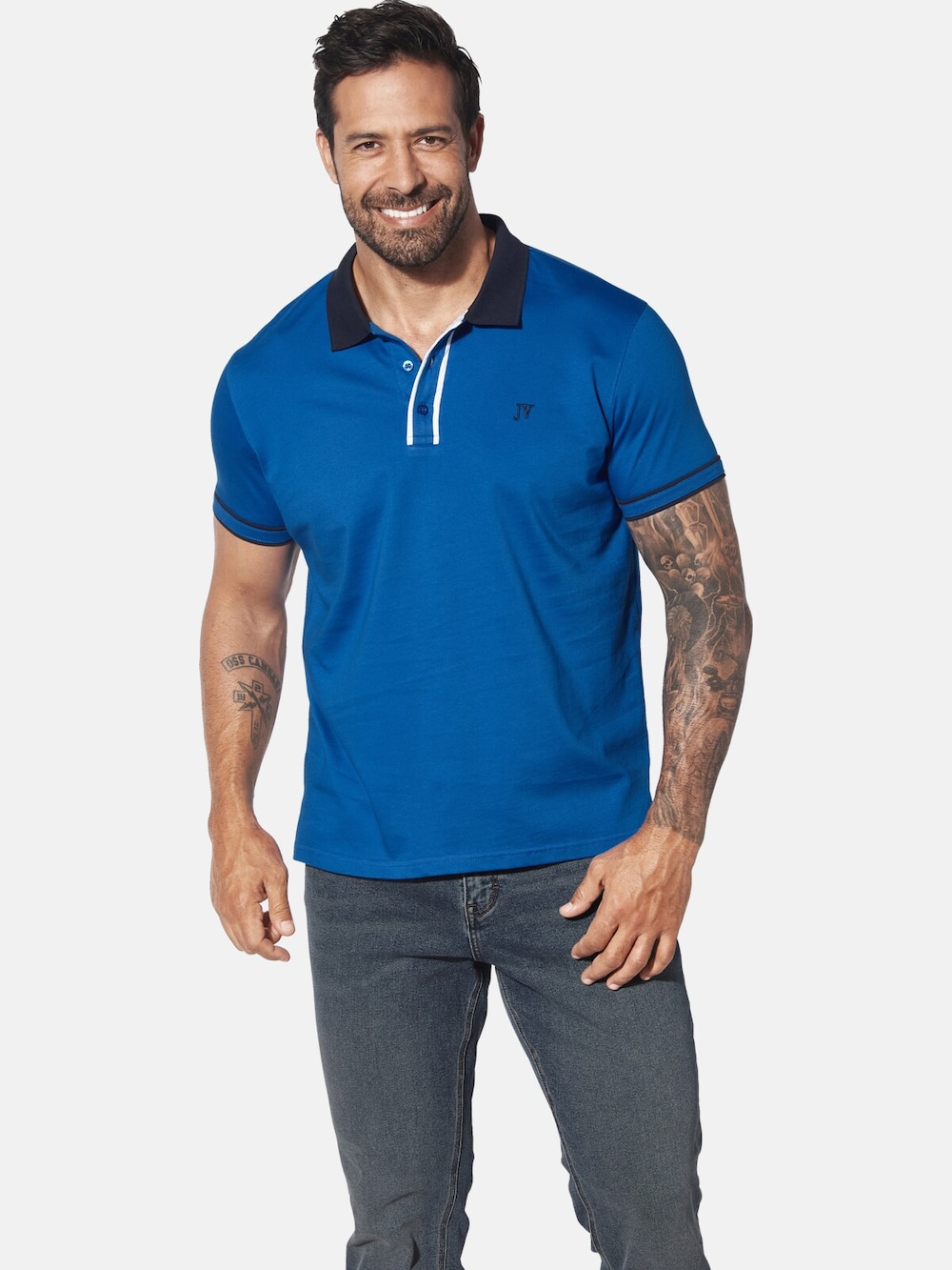 Große Größen Poloshirt ISFRIED, Herren, blau, Größe: 5XL, Baumwolle, Happy Size DE Men von Jan Vanderstorm