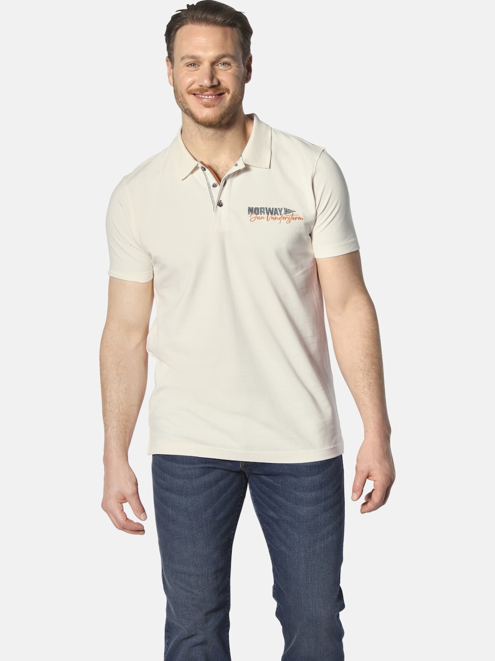 Große Größen Poloshirt JAKOV, Herren, weiß, Größe: XXL, Baumwolle, Happy Size DE Men von Jan Vanderstorm