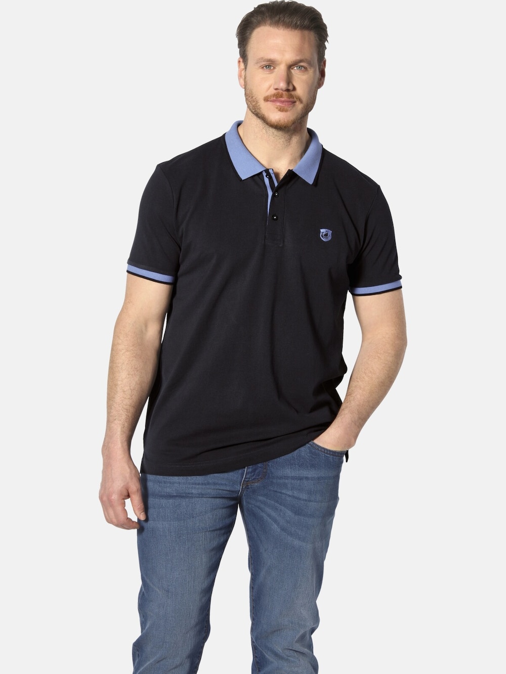 Große Größen Poloshirt LAVRANS, Herren, blau, Größe: XL, Baumwolle, Happy Size DE Men von Jan Vanderstorm