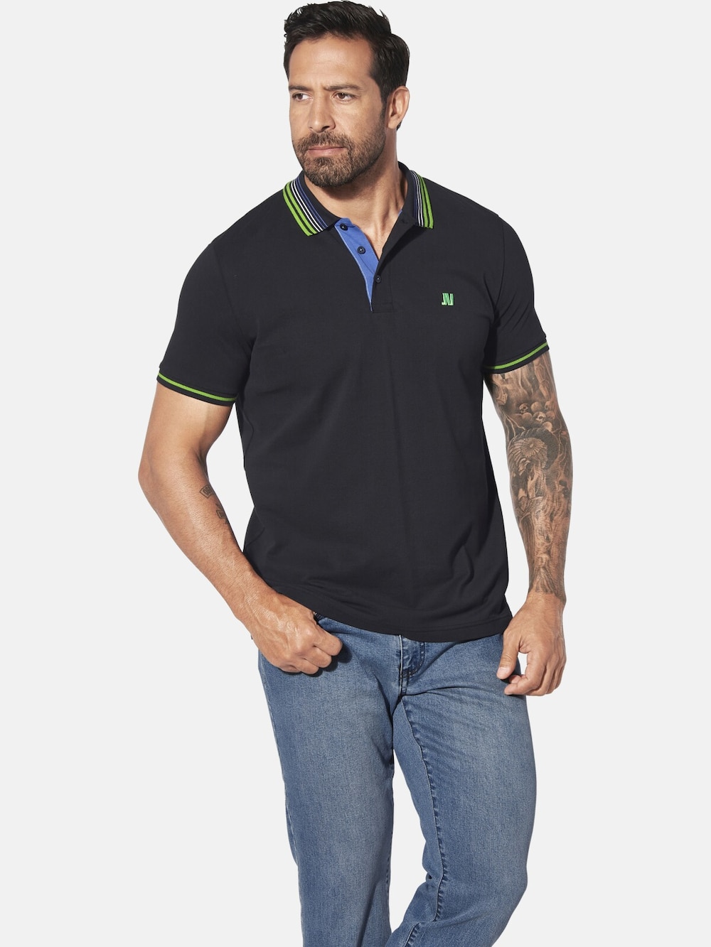 Große Größen Poloshirt VOLKBERT, Herren, schwarz, Größe: 4XL, Baumwolle, Happy Size DE Men von Jan Vanderstorm