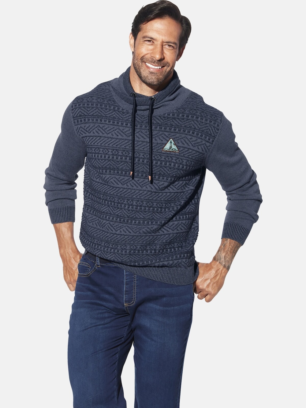 Große Größen Pullover AKSELGREN, Herren, grau, Größe: XL, Baumwolle, Happy Size DE Men von Jan Vanderstorm