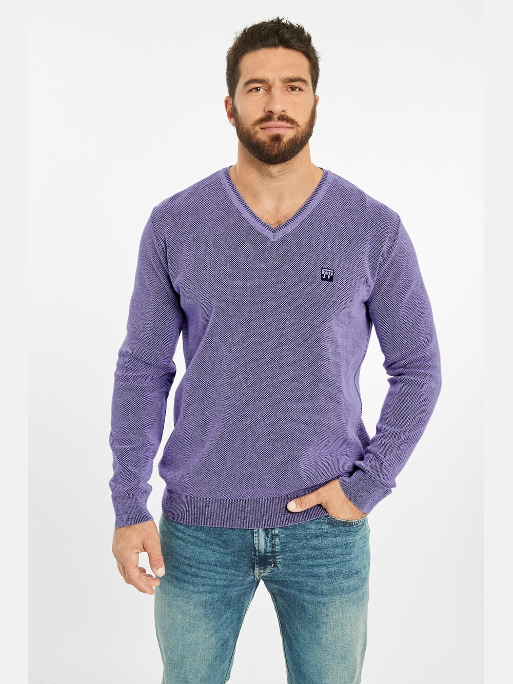 Große Größen Pullover KEIMO, Herren, lila, Größe: XXL, Synthetische Fasern/Baumwolle, Happy Size DE Men von Jan Vanderstorm