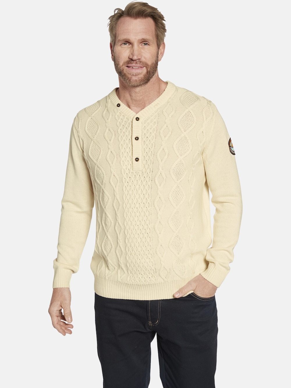 Große Größen Pullover OELFKE, Herren, weiß, Größe: XL, Baumwolle/Synthetische Fasern, Happy Size DE Men von Jan Vanderstorm
