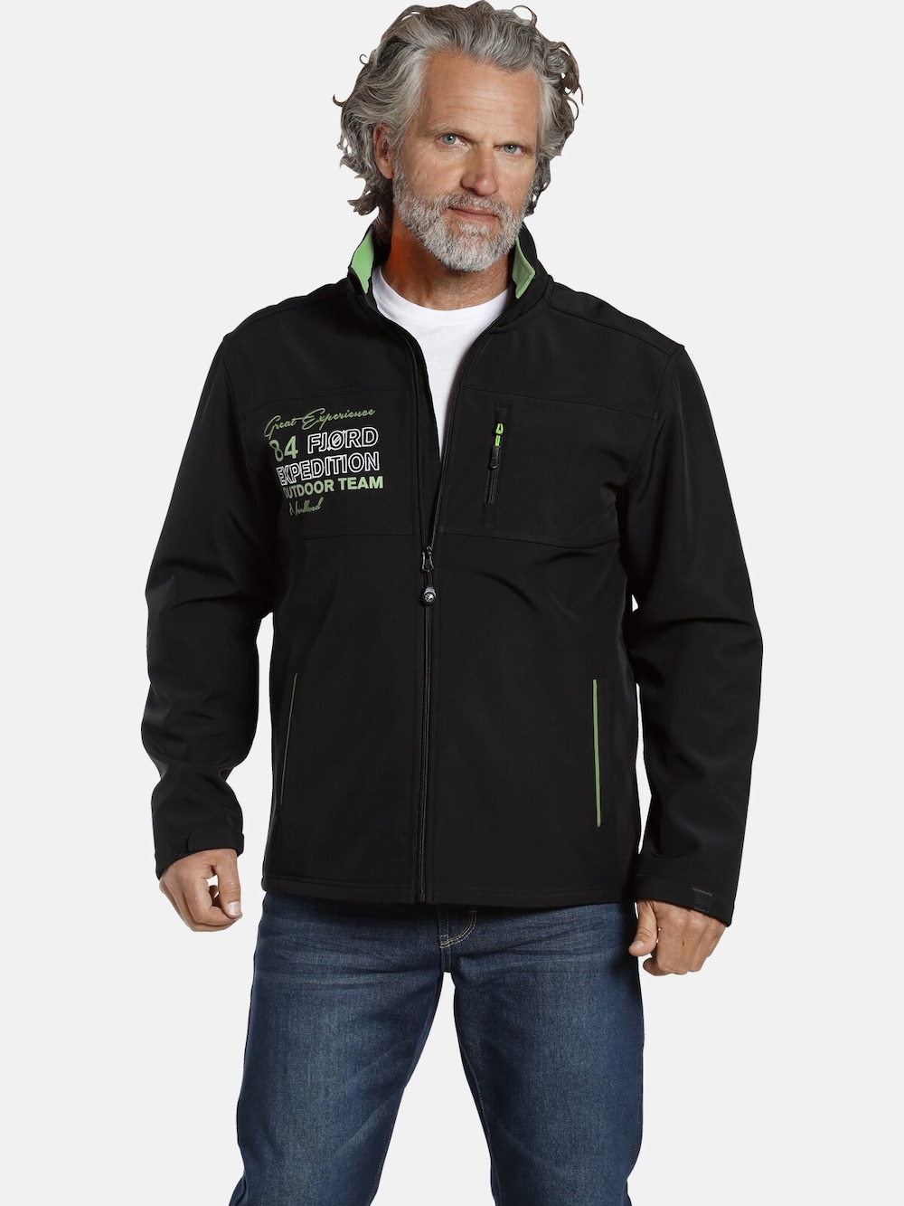 Große Größen Softshelljacke TEEMU, Herren, schwarz, Größe: 56, Polyester, Happy Size DE Men von Jan Vanderstorm