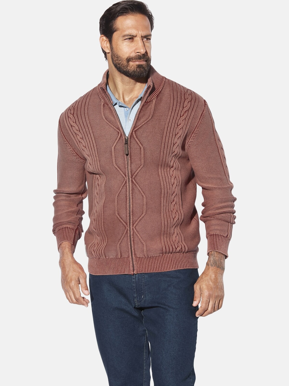 Große Größen Strickjacke AKSELSKAR, Herren, rot, Größe: XL, Baumwolle, Happy Size DE Men von Jan Vanderstorm