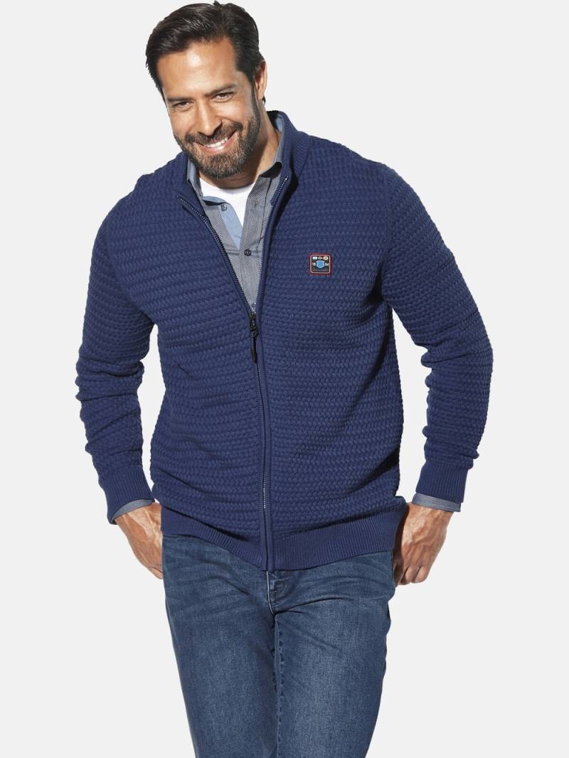 Große Größen Strickjacke BJORNVIK, Herren, blau, Größe: L, Baumwolle, Happy Size DE Men von Jan Vanderstorm