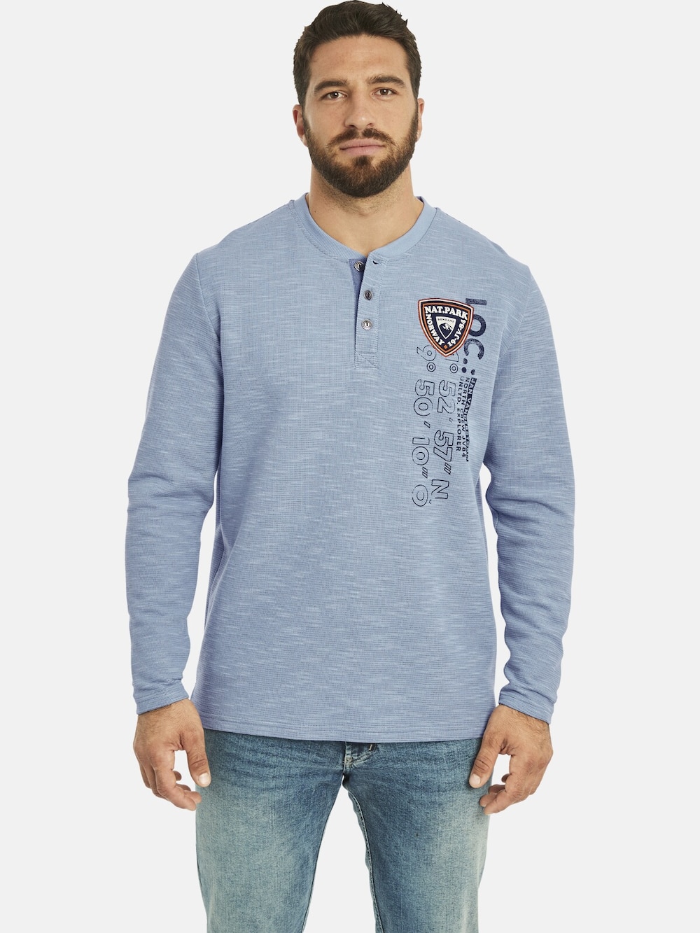Große Größen Sweatshirt REGINALD, Herren, blau, Größe: 6XL, Baumwolle, Happy Size DE Men von Jan Vanderstorm