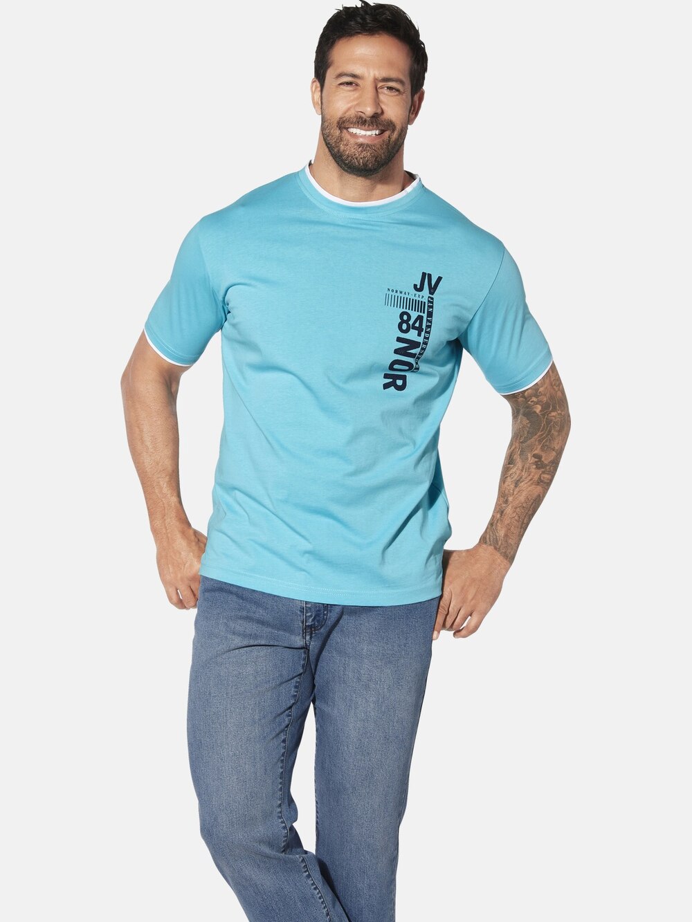 Große Größen T-Shirt FLEMMING, Herren, türkis, Größe: XL, Baumwolle, Happy Size DE Men von Jan Vanderstorm