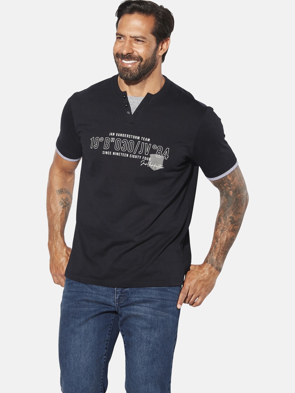 Große Größen T-Shirt LARSBERG, Herren, schwarz, Größe: XXL, Baumwolle, Happy Size DE Men von Jan Vanderstorm