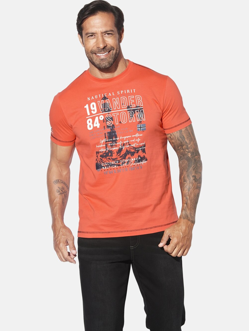 Große Größen T-Shirt MORKHEIM, Herren, orange, Größe: 6XL, Baumwolle, Happy Size DE Men von Jan Vanderstorm