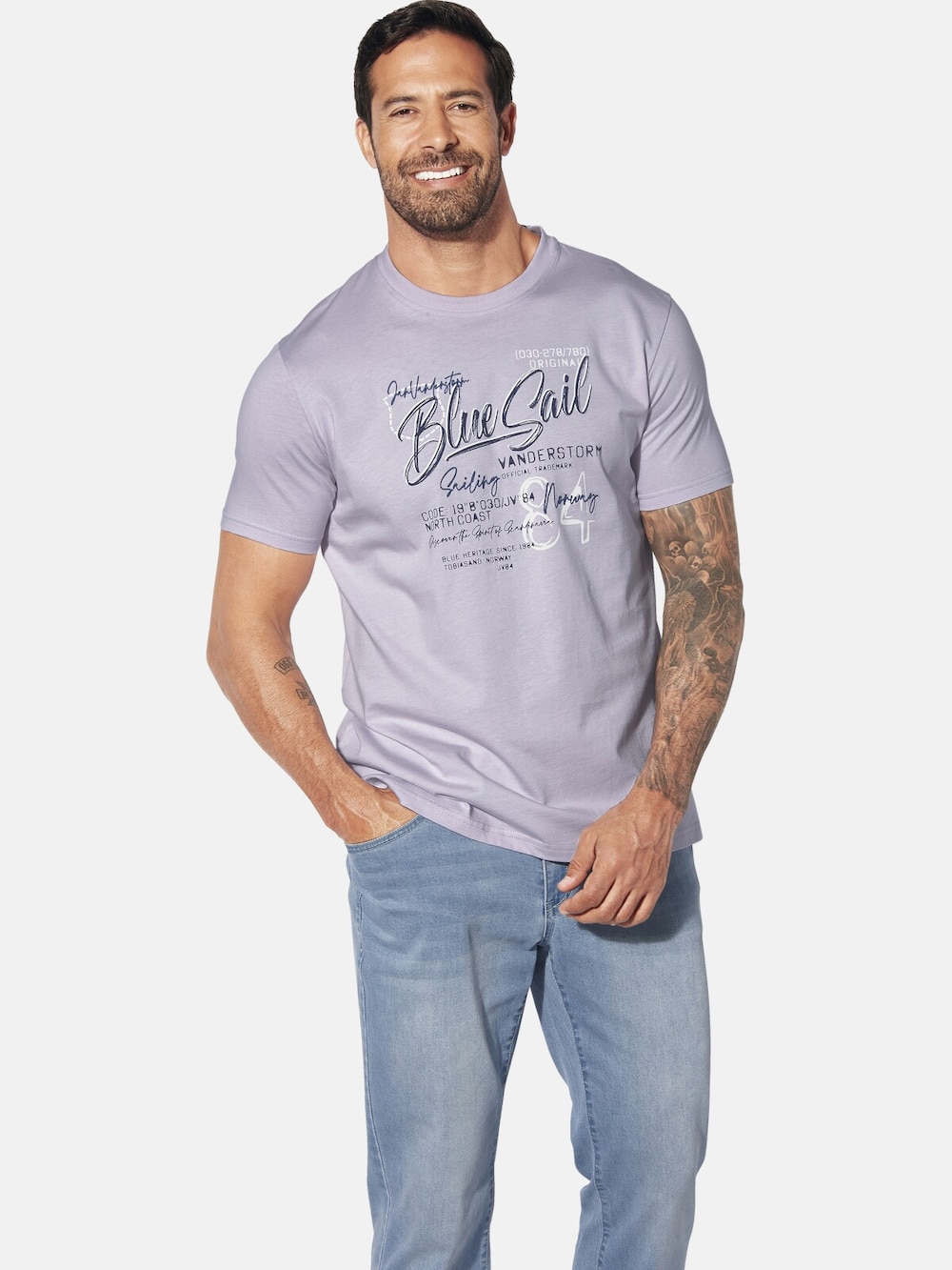 Große Größen T-Shirt OTHAN, Herren, lila, Größe: 3XL, Baumwolle, Happy Size DE Men von Jan Vanderstorm