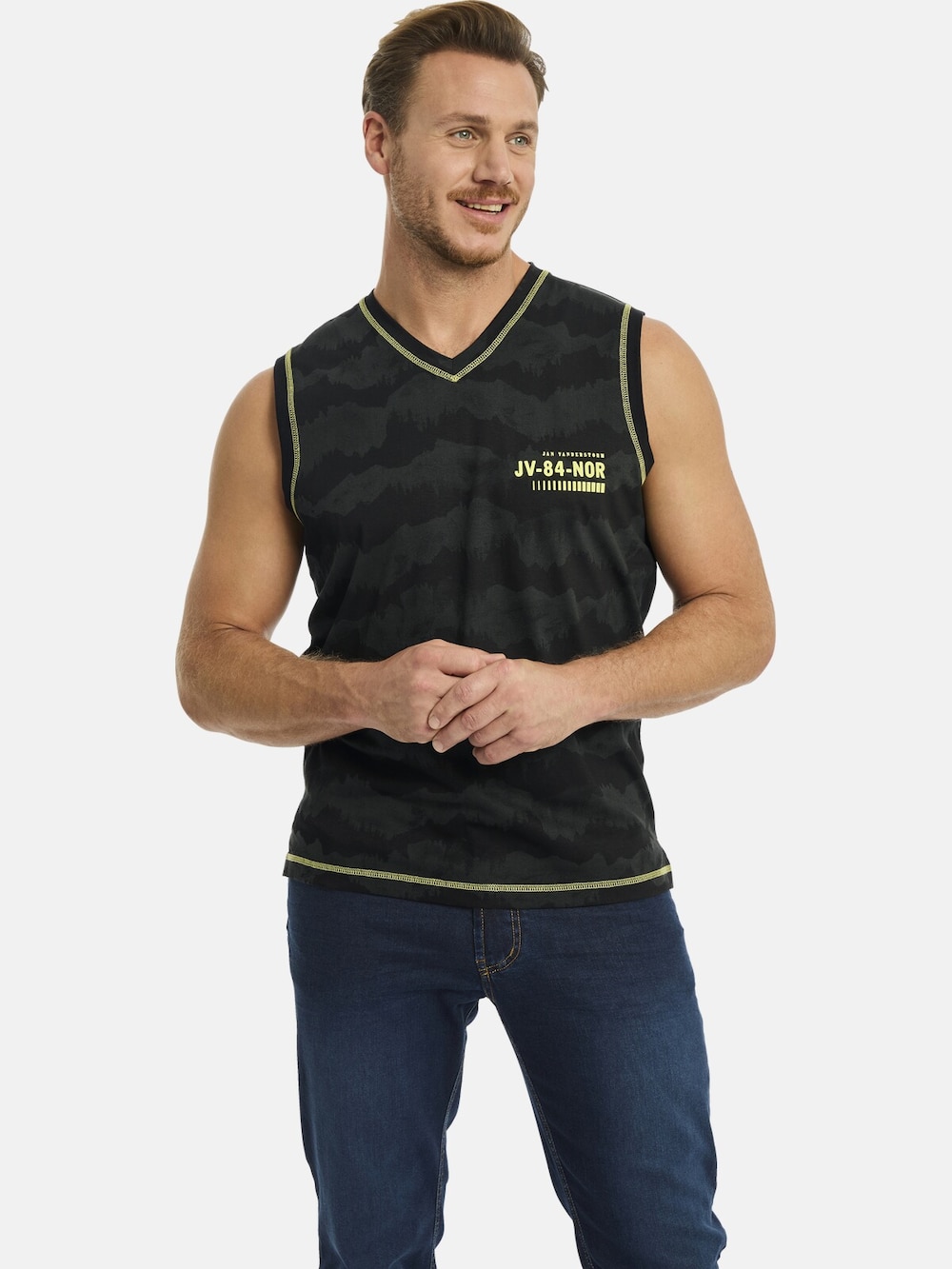 Große Größen Tanktop FAFNER, Herren, schwarz, Größe: 4XL, Baumwolle, Happy Size DE Men von Jan Vanderstorm
