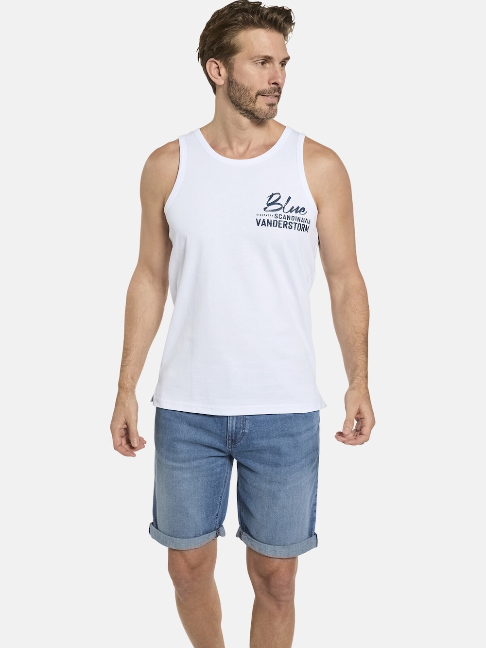 Große Größen Tanktop FELTON, Herren, weiß, Größe: 6XL, Baumwolle, Happy Size DE Men von Jan Vanderstorm