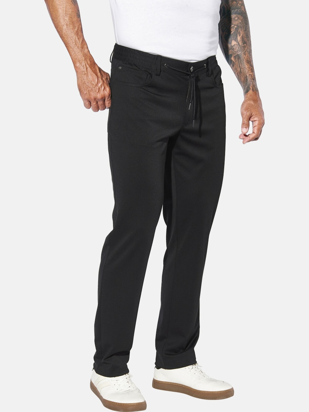 Große Größen Tiefbundhose FJORDMARK, Herren, schwarz, Größe: 72, Polyester/Viskose, Happy Size DE Men von Jan Vanderstorm