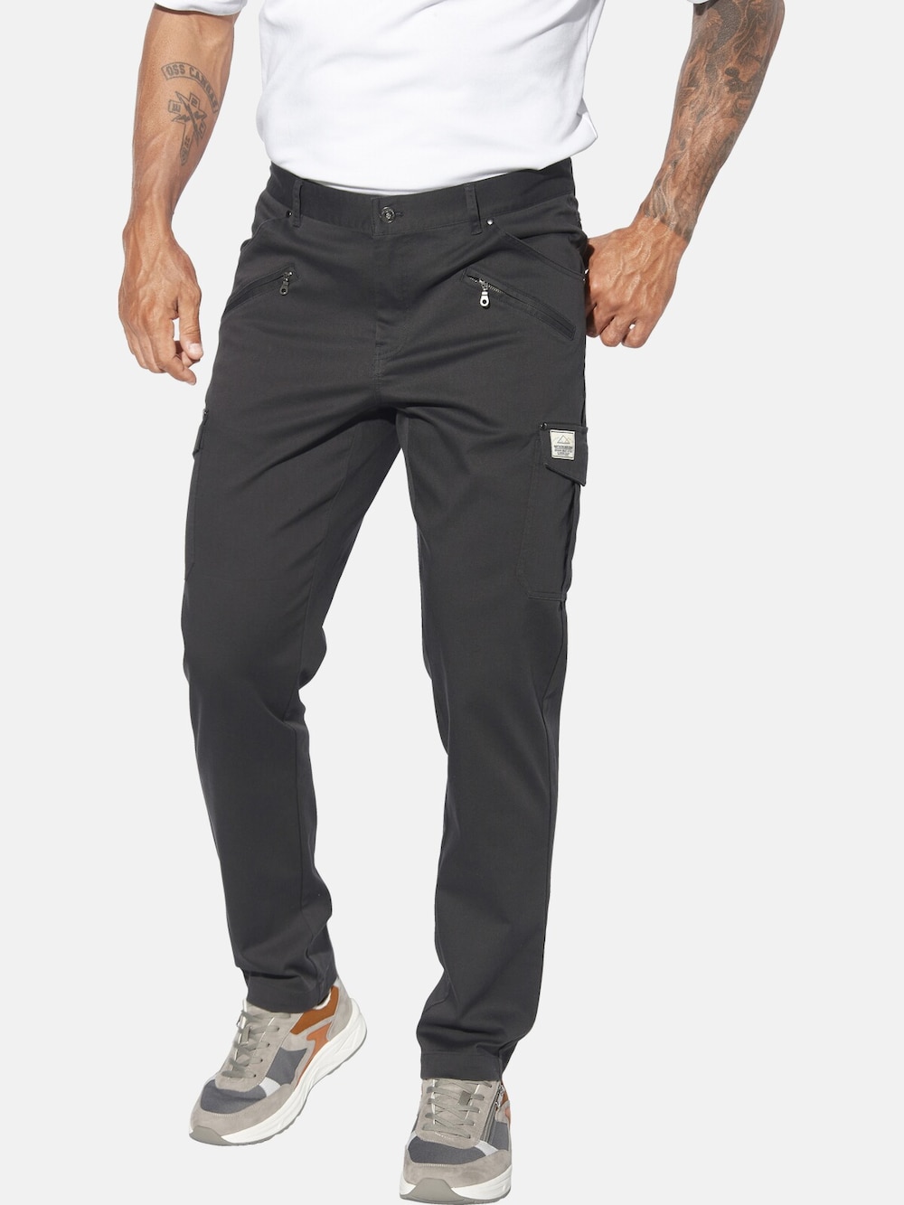 Große Größen Tiefbundhose HARSEN, Herren, grau, Größe: 60, Baumwolle/Polyester, Happy Size DE Men von Jan Vanderstorm