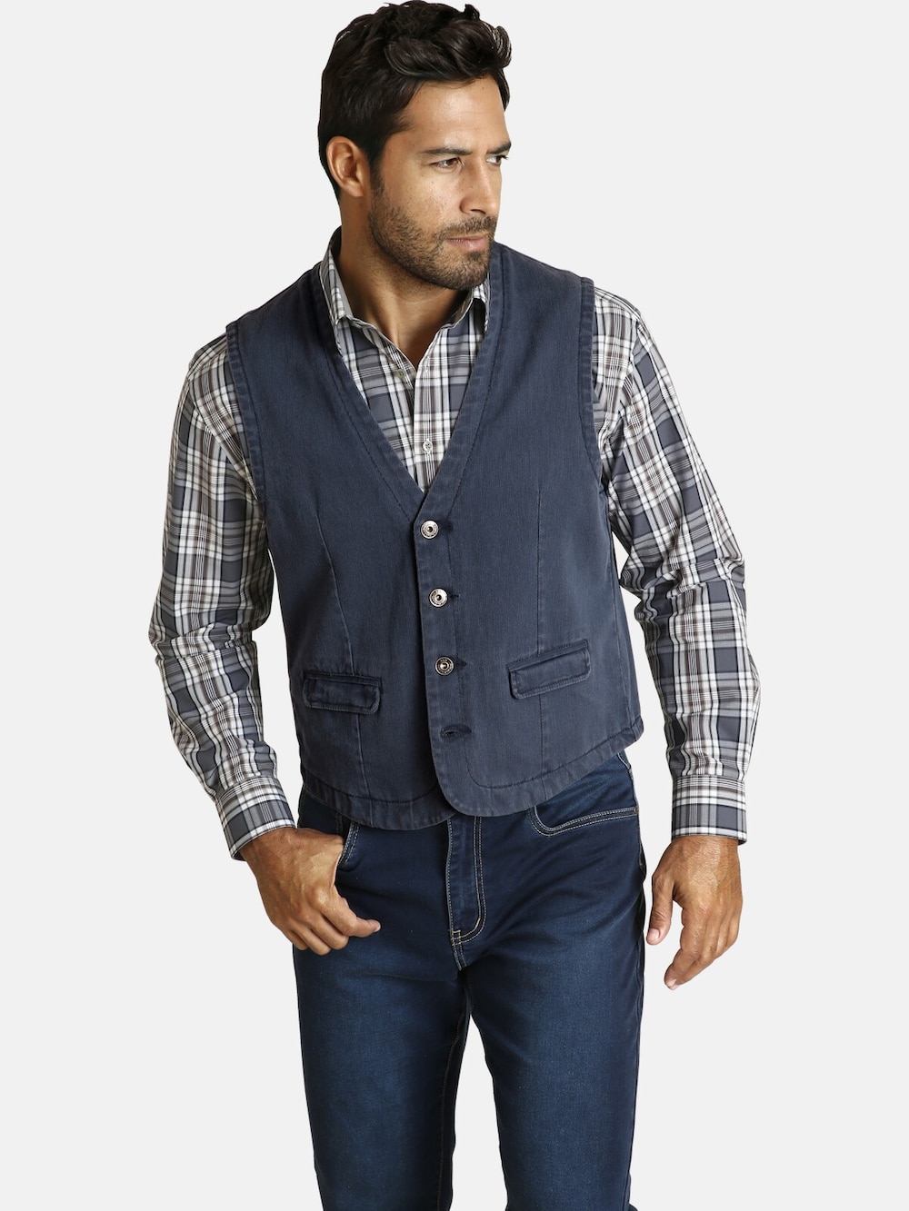 Große Größen Weste TORELL, Herren, blau, Größe: 70, Baumwolle, Happy Size DE Men von Jan Vanderstorm