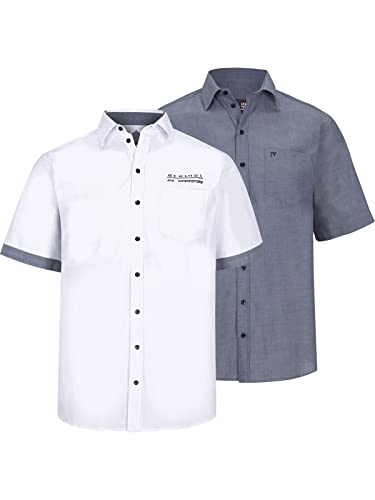 Jan Vanderstorm Herren Doppelpack Hemd Evin Kurzarmhemd | Reine Baumwolle | Größe L - 7XL weiß, 2XL (XXL) - 45/46 von Jan Vanderstorm